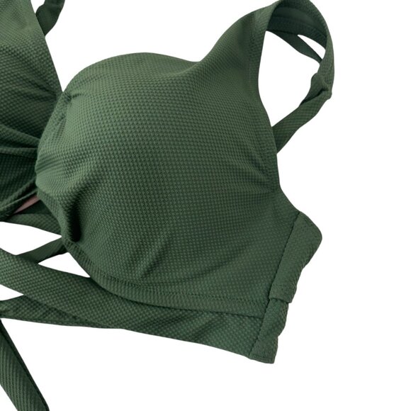 Shade & Shore Womens Green Bikini Top Push-Up Swimwear Size 34DD Back Strappy - Picture 10 of 14